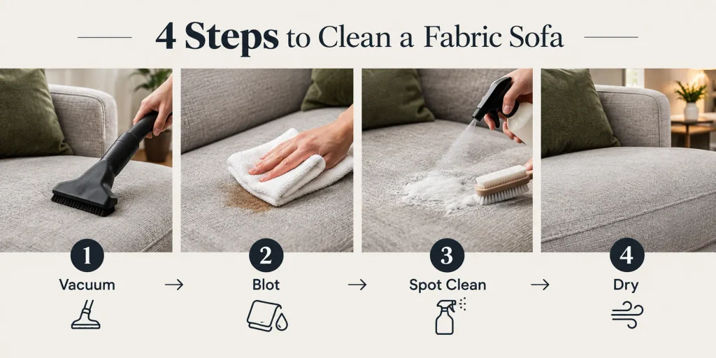 Four steps for cleaning a fabric sofa