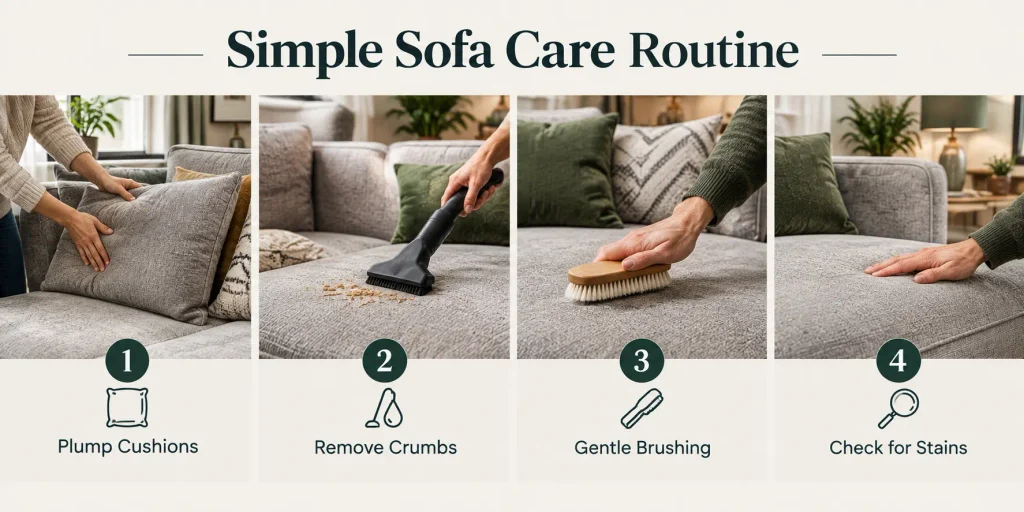 Routine maintenance for a fabric sofa