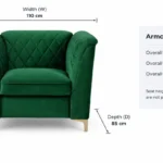 Aurelia Accent Armchair with Gold Legs-DIMENSIONS