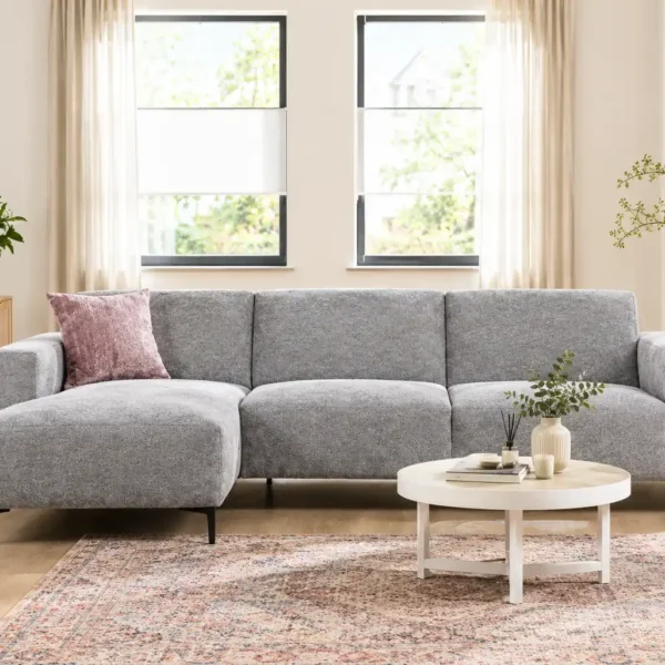 CF Elara Corner Sofa in Grey Fabric, Airy Scandinavian Living Room Retreat