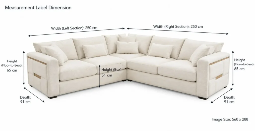 CF Elara corner sofa dimensions