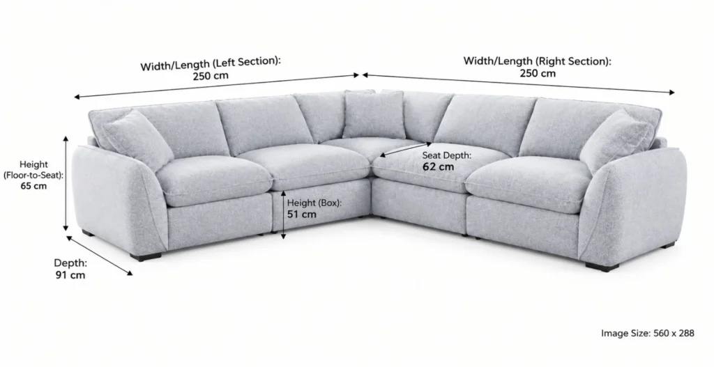 CF Frost Boucle Corner Sofa dimesions