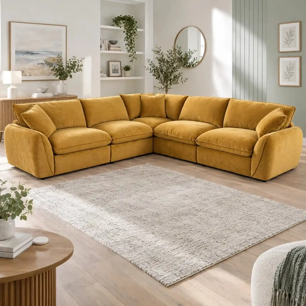CF Frost Boucle Corner Sofa in Velvet Fabric