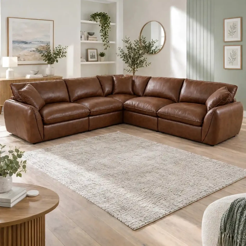 CF Frost Boucle Corner Sofa in leather Fabric