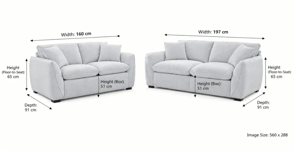 CF Frost boucle 3+2 Seater Sofa dimensions