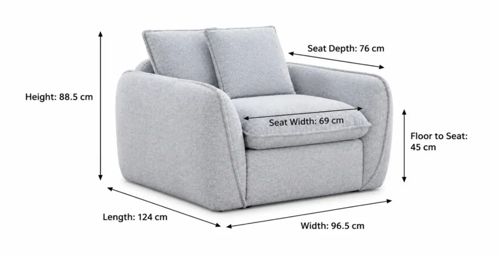 CF Frost boucle armchair dimensions