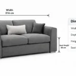 CF Nova 3 Seater Sofa dimension – Modern Charcoal Grey Fabric Sofa