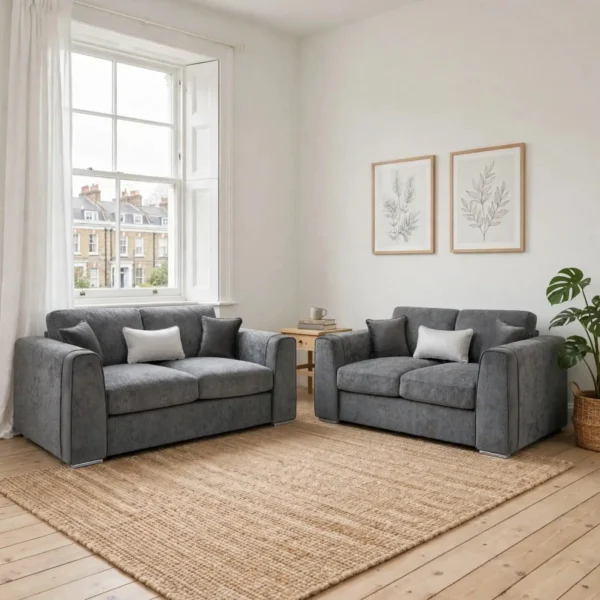 CF Nova 3+2 Seater Sofa Set – Matching Charcoal Grey Fabric Sofas