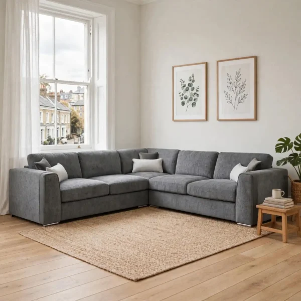 CF Nova Corner Sofa – Modern Charcoal Grey Fabric L Shape Sofa
