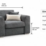 CF Nova Fabric Armchair dimension – Charcoal Grey Modern Accent Chair