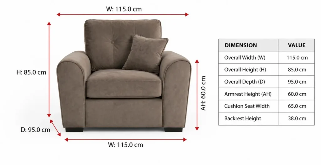 Darlington Armchair dimensions