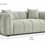 Grey Fabric 2 Seater Sofa – Ventura dimensions
