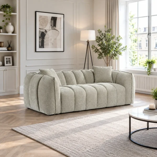 Grey Fabric 3 Seater Sofa