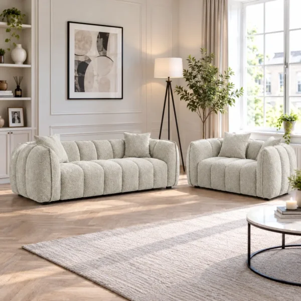 Grey Fabric 3+2 Seater Sofa