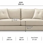 Heritage Leather 3 Seater dimensions sofa