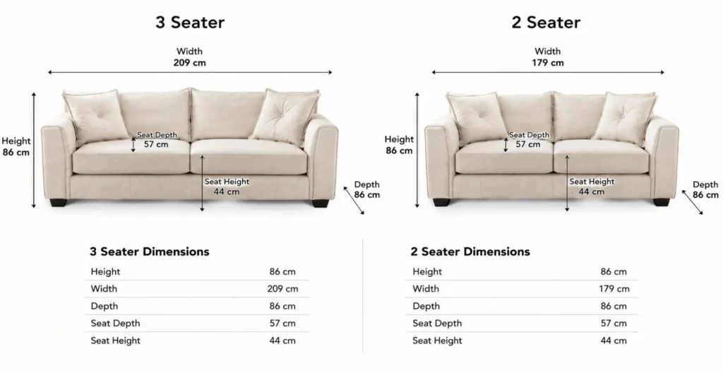 Heritage Leather 3+2 Seater Demensions Sofa