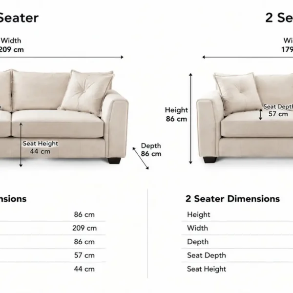 Heritage Leather 3+2 Seater Demensions Sofa