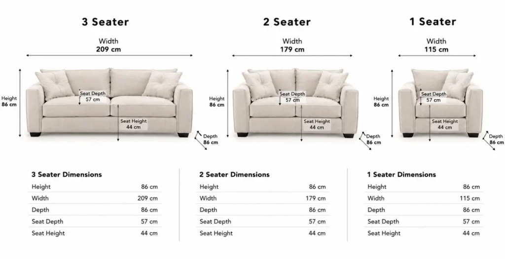 Heritage Leather 3+2+1 Seater Demensions Sofa