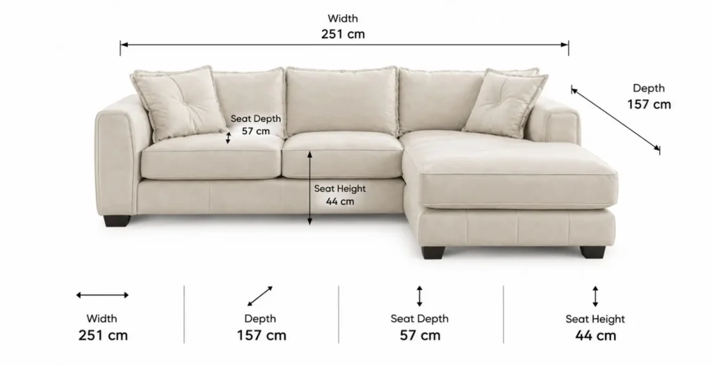 Heritage Leather corner demensions sofa