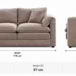 Venice Velvet 2 Seater Sofa dimensions