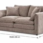 Venice Velvet 3 Seater Sofa dimensions