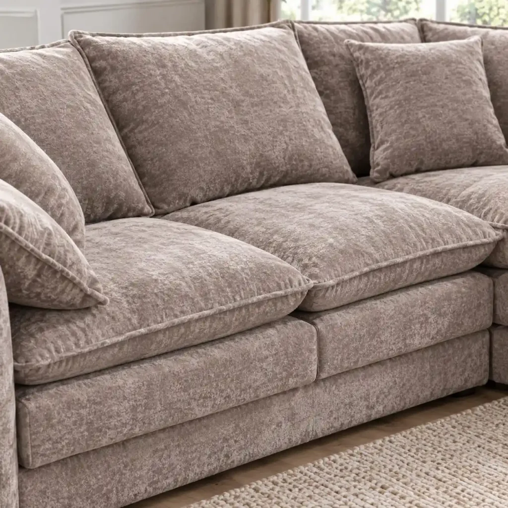 enice Velvet Corner Sofa closeup