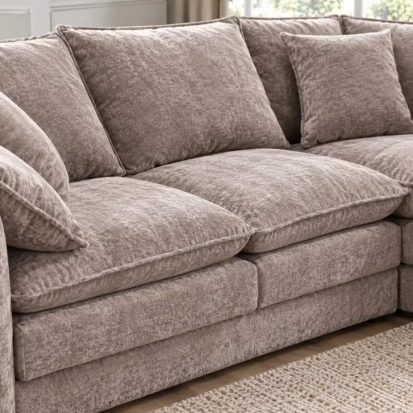 enice Velvet Corner Sofa closeup