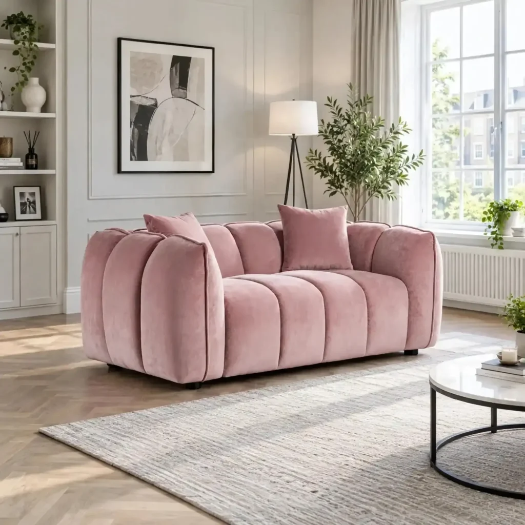 velvet fabric sofa 2 seater