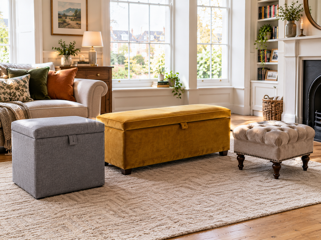 Types of storage ottomans and footstools UK